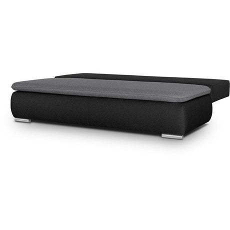 Canapé convertible - 3 places - ALAN - Tissu Gris clair / Anthracite - Coffre - 203 x 89 x 99 cm