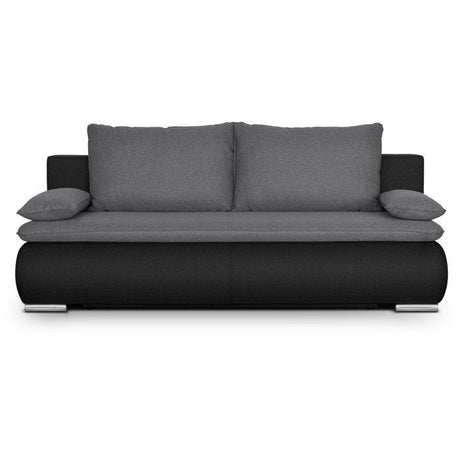 Canapé convertible - 3 places - ALAN - Tissu Gris clair / Anthracite - Coffre - 203 x 89 x 99 cm