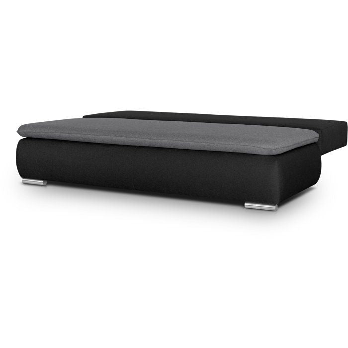 Canapé convertible - 3 places - ALAN - Tissu Gris clair / Anthracite - Coffre - 203 x 89 x 99 cm
