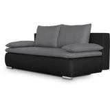 Canapé convertible - 3 places - ALAN - Tissu Gris clair / Anthracite - Coffre - 203 x 89 x 99 cm