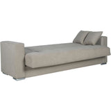 Canapé convertible 3 places  - ALBA - Tissu beige - 2 coussins - Coffre de rangement - 226 x 85 x 92 cm