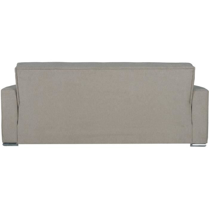 Canapé convertible 3 places  - ALBA - Tissu beige - 2 coussins - Coffre de rangement - 226 x 85 x 92 cm