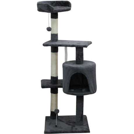 JASPER Arbre a chat gris 40 x 40 x 114 cm -3 plateformes, 1 niche, poteaux a griffer