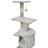 PALOMA Arbre a chat gris  40 x 40 x 114cm -  3 plateformes, 1 corde, 1 niche , poteaux a griffer