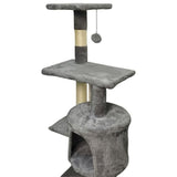 PALOMA Arbre a chat gris foncé 40 x 40 x 114cm -  3 plateformes, 1 corde, 1 niche , poteaux a griffer