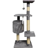 PALOMA Arbre a chat gris foncé 40 x 40 x 114cm -  3 plateformes, 1 corde, 1 niche , poteaux a griffer