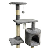 PALOMA Arbre a chat gris foncé 40 x 40 x 114cm -  3 plateformes, 1 corde, 1 niche , poteaux a griffer