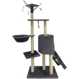 JIPSY Arbre a chat gris foncé  79 x 34 x 138 cm - 3 plateformes, 1 perchoir, 1 niche,  1 escalier, poteaux a griffer