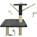JIPSY Arbre a chat gris foncé  79 x 34 x 138 cm - 3 plateformes, 1 perchoir, 1 niche,  1 escalier, poteaux a griffer