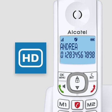 Téléphone sans fil - ALCATEL - F530 Voice - Répondeur, blocage d'appels, mains libres, 2 mémoires directes, Blanc/Gris