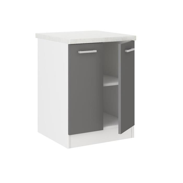 ULTRA Meuble bas de cuisine L 60 cm avec plan de travail inclus - Gris