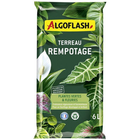 Terreau - ALGOFLASH - Rempotage, plantes vertes & plantes fleuries - 6 L