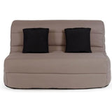 DUNLOPILLO Banquette BZ 2 places - Tissu Taupe + 2 coussins noir - L 140 x P 99 x H 98 cm - ALICE -