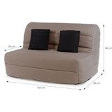 DUNLOPILLO Banquette BZ 2 places - Tissu Taupe + 2 coussins noir - L 140 x P 99 x H 98 cm - ALICE -