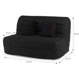 DUNLOPILLO Banquette BZ - Tissu Noir + 2 coussins noir - L 140 x P 99 x H 98 cm ALICE