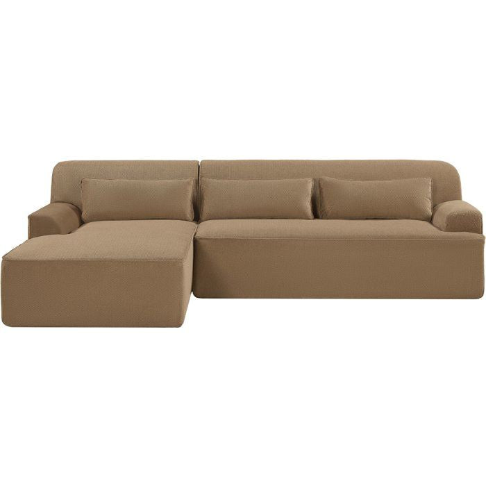 Canapé compressé modulable - 3 places - ALICE - Tissu Camel - Rangement - 260 x 165 x 70 cm