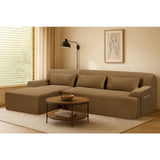 Canapé compressé modulable - 3 places - ALICE - Tissu Camel - Rangement - 260 x 165 x 70 cm