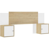 Tete de lit - ALIX - Extensible - Châtaignier naturel / Blanc - 246/226/206 x 34 x 91 cm - DIAGONE