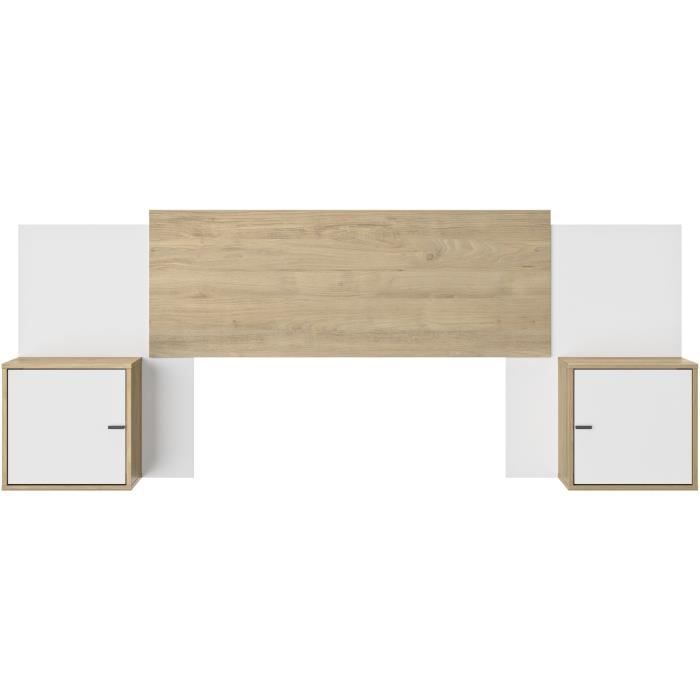 Tete de lit - ALIX - Extensible - Châtaignier naturel / Blanc - 246/226/206 x 34 x 91 cm - DIAGONE