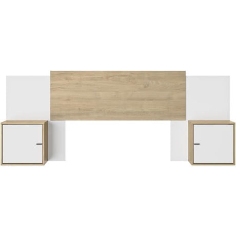 Tete de lit - ALIX - Extensible - Châtaignier naturel / Blanc - 246/226/206 x 34 x 91 cm - DIAGONE