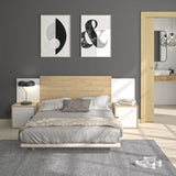 Tete de lit - ALIX - Extensible - Châtaignier naturel / Blanc - 246/226/206 x 34 x 91 cm - DIAGONE