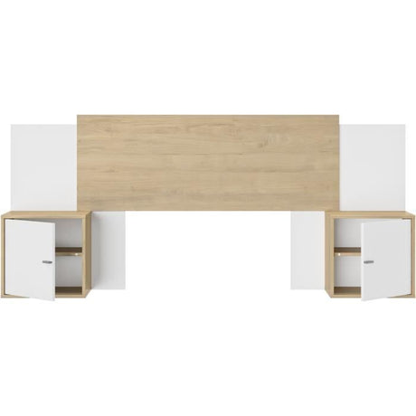 Tete de lit - ALIX - Extensible - Châtaignier naturel / Blanc - 246/226/206 x 34 x 91 cm - DIAGONE