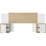 Tete de lit - ALIX - Extensible - Châtaignier naturel / Blanc - 246/226/206 x 34 x 91 cm - DIAGONE