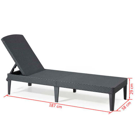 Bain de soleil - Allibert by KETER – Jaipur – en résine imitation rotin tressé – gris graphite – dossier réglable
