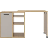 ALPAGA - Ilot central pivotant - 1 porte - 156 x 60 x 88 cm - Chene Silva / Grege - GAMI