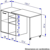 ALPAGA - Ilot central pivotant - 1 porte - 156 x 60 x 88 cm - Chene Silva / Grege - GAMI