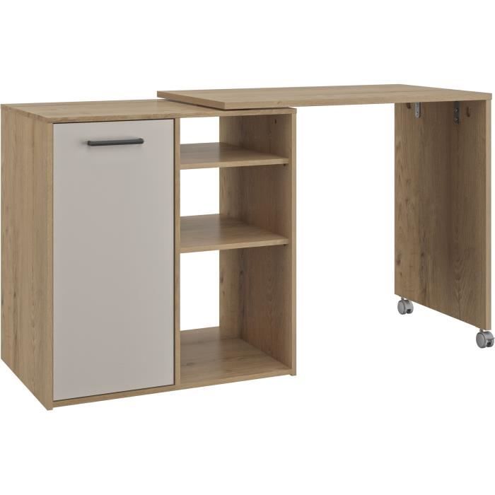 ALPAGA - Ilot central pivotant - 1 porte - 156 x 60 x 88 cm - Chene Silva / Grege - GAMI