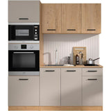 ALPAGA - Cuisine complete - Chene silva / Grege - 180 x 60/31 x 211 cm - Avec colonne four et plan de travail - GAMI