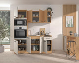 ALPAGA - Cuisine complete - Chene silva / Grege - 180 x 60/31 x 211 cm - Avec colonne four et plan de travail - GAMI