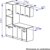 ALPAGA - Cuisine complete - Chene silva / Grege - 180 x 60/31 x 211 cm - Avec colonne four et plan de travail - GAMI