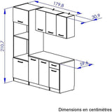 ALPAGA - Cuisine complete - Chene silva / Grege - 180 x 60/31 x 211 cm - Avec colonne four et plan de travail - GAMI