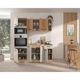 ALPAGA - Cuisine complete - Chene silva / Grege - 180 x 60/31 x 211 cm - Avec colonne four et plan de travail - GAMI