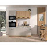 ALPAGA - Cuisine complete - Chene silva / Grege - 180 x 60/31 x 211 cm - Avec colonne four et plan de travail - GAMI