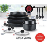 Arthur Martin AM268B Batterie de cuisine 12 pieces - poignÈe amovible - tous feux dont induction