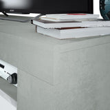 Meuble TV - AMBIT - Effet Béton / Blanc Artik - 2 portes - 2 niches - 120 x 42 x 40 cm
