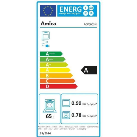 Cuisiniere vitrocéramique - AMICA - ACV6003RN - 4 feux - 1500 W - 60 cm - Noir