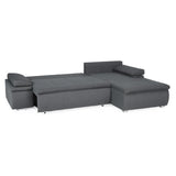 CELINA CanapÈ d'angle rÈversible convertible 3 places + Coffre de rangement - Tissu gris - L 274 x P 184 cm