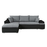 CanapÈ d'angle rÈversible convertible 3 places+Coffre - Simili noir et tissu gris - L 274 x P 184 cm - CELINA - FabriquÈ en Ukraine