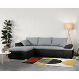 CanapÈ d'angle rÈversible convertible 3 places+Coffre - Simili noir et tissu gris - L 274 x P 184 cm - CELINA - FabriquÈ en Ukraine