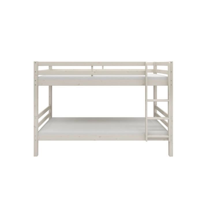 Lits superposés séparables enfant - 2x90x200 cm - Pin massif blanc - Sommiers inclus - ANDO