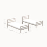Lits superposés séparables enfant - 2x90x200 cm - Pin massif blanc - Sommiers inclus - ANDO