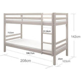 Lits superposés séparables enfant - 2x90x200 cm - Pin massif gris clair - Sommier inclus - ANDO