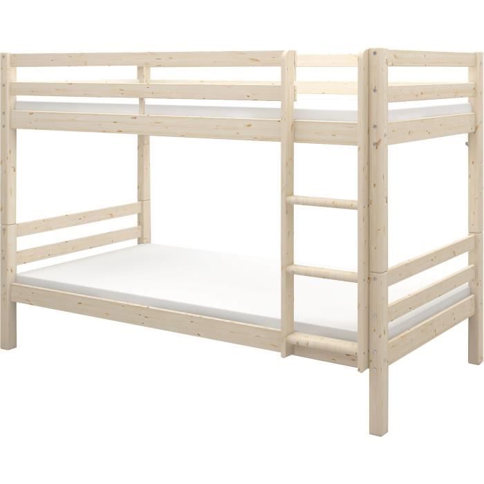 Lits superposés séparables enfant - 2x90x200 cm - Pin massif naturel - Sommiers inclus - ANDO