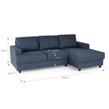 CanapÈ d'angle droit 4 places - Tissu bleu - Contemporain - L 215 x P 140 H 86 cm - PAUL