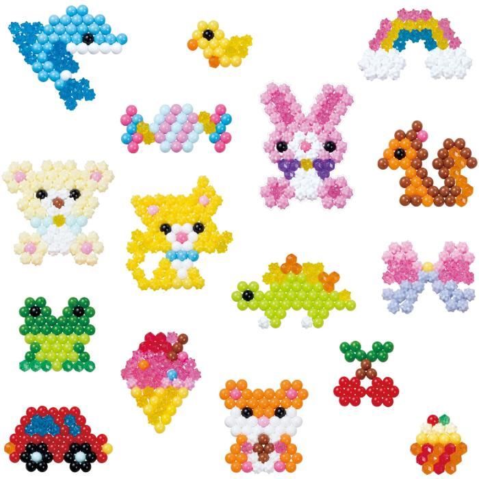 Aquabeads Mallette d'initiation 900 perles de différentes formes et couleurs, perles qui collent avec de l'eau, Des 4 ans