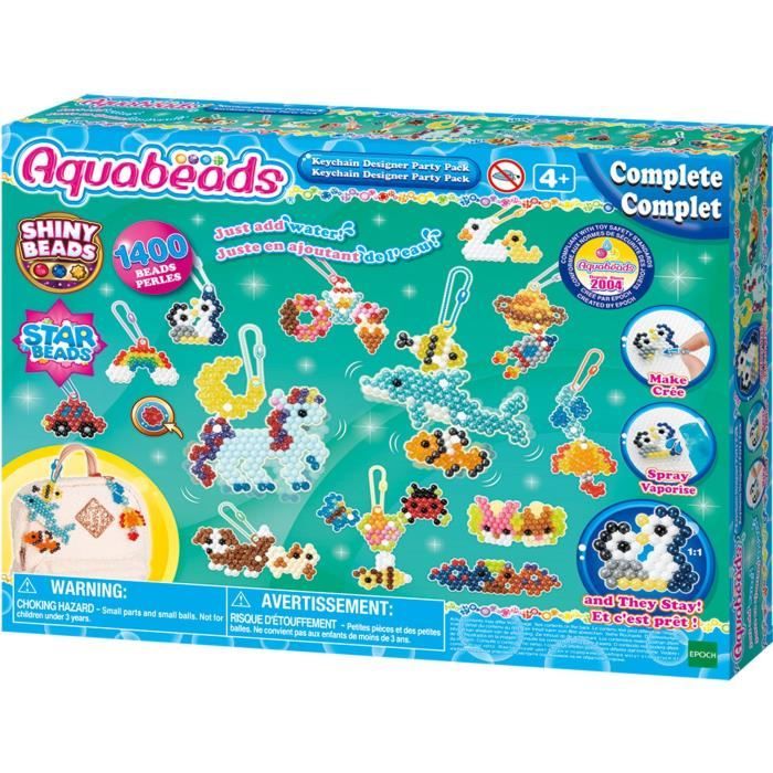 Aquabeads Mes porte-clés et suspensions, Coffret création, perles qui collent avec de l'eau, 35025, des 4 ans